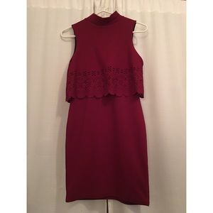 Burgundy mini cocktail dress